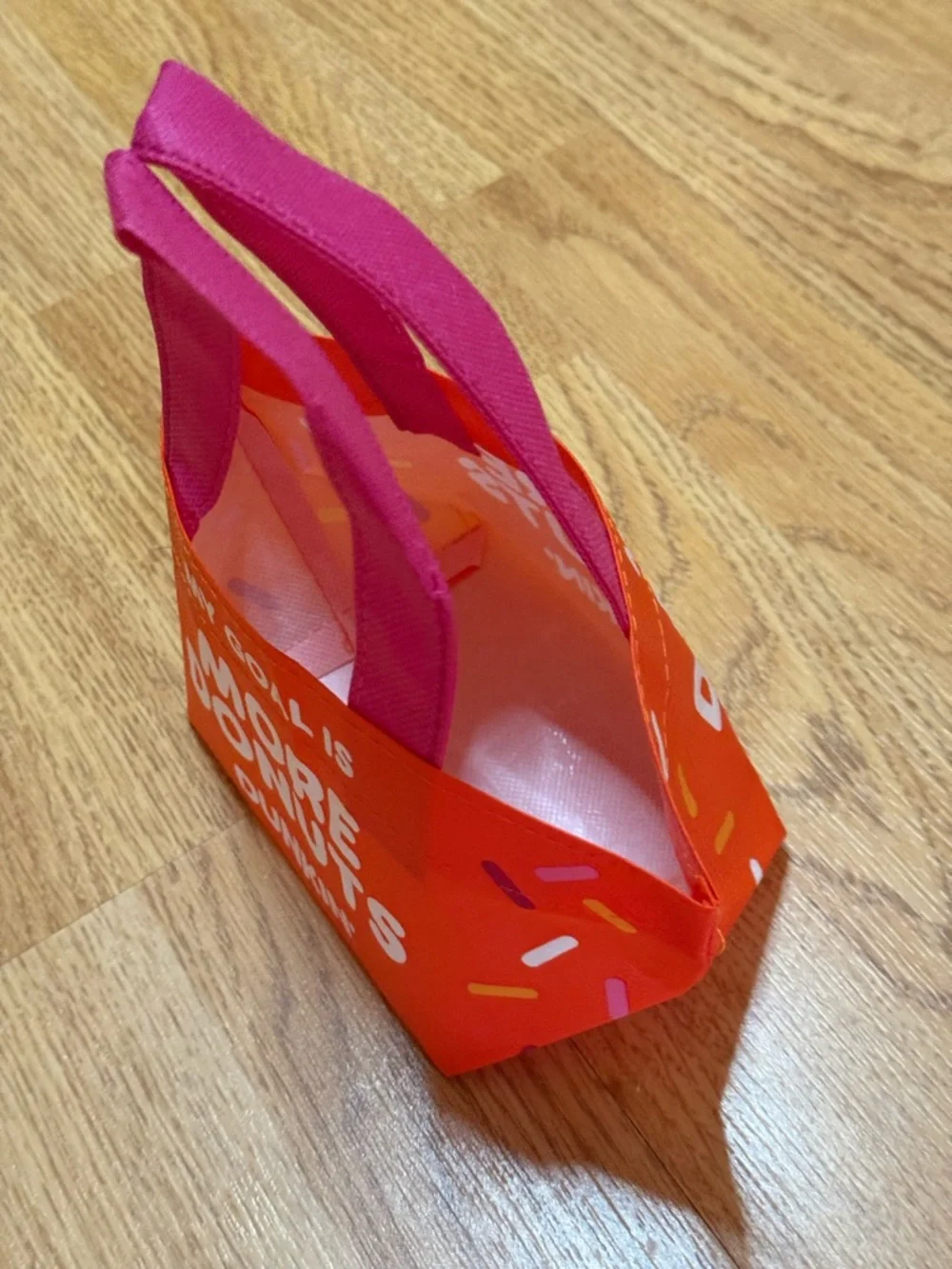 More Donuts' Mini Tote Bag - Orange with Pink Handles - Picture 4 of 6